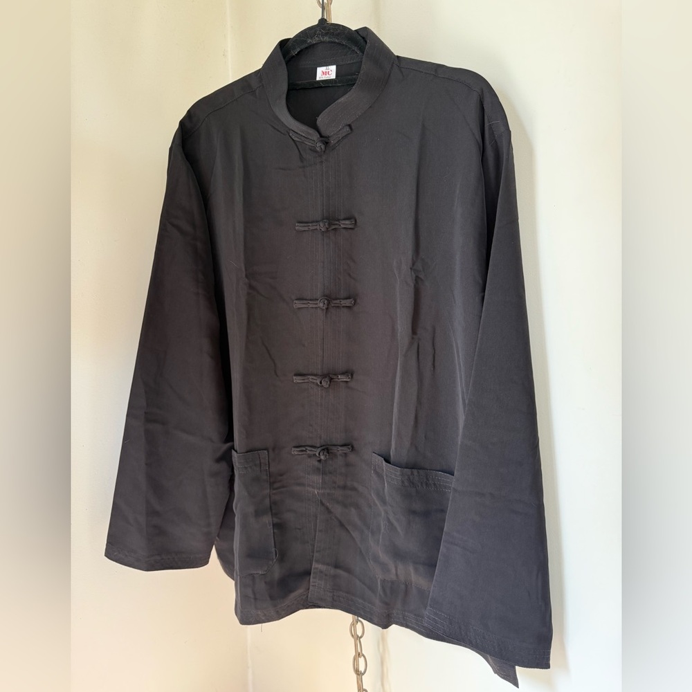 Black Traditional Tang Shirt with Frog Buttons XL NWOT